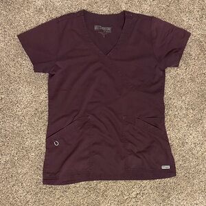 Grey's Anatomy V-Neck Women's Scrub Top in plum - size small